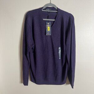 Hart Schaffner Marx NEW Size Large Merino Wool Sweater Men Purple V-Neck